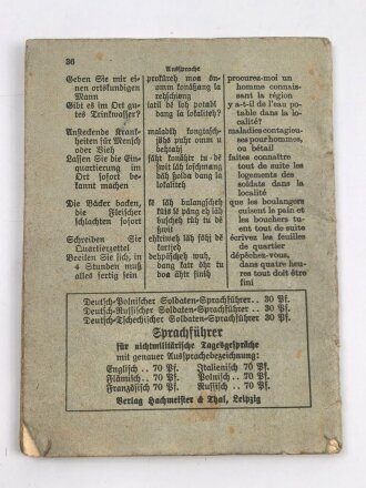 "Deutsch-Französischer Soldaten-Sprachführer" 36 Seiten, DIN A6