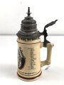 Hessen, Reservistenkrug eines Angehörigen 1.Großherzogl. Hess. Infanterie Leibgarde Regiment Nr. 115 Darmstadt 1892-94. Normale Gebrauchsspuren
