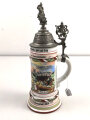 Hessen, Reservistenkrug eines Angehörigen 1.Großherzogl. Hess. Garde Dragoner Regiment Nr. 23 Darmstadt 1904-1907. Normale Gebrauchsspuren