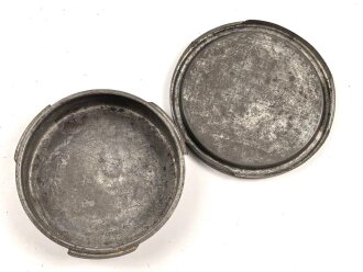 1.Weltkrieg, Butterdose / Fettdose aus Blech, feldgrauer Originallack