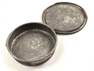 1.Weltkrieg, Butterdose / Fettdose aus Blech, feldgrauer Originallack