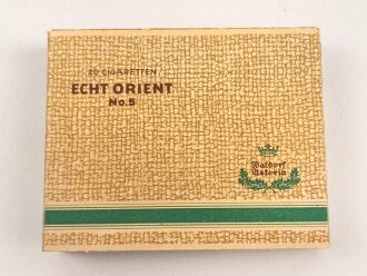 Schachtel Zigaretten "Echt Orient No.5" ungeöffnet , Steuerbanderole mit Hakenkreuz, Eine ( 1 ) Schachtel aus der originalen Umverpackung