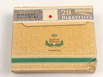 Schachtel Zigaretten "Echt Orient No.5" ungeöffnet , Steuerbanderole mit Hakenkreuz, eine Ecke eingedrückt