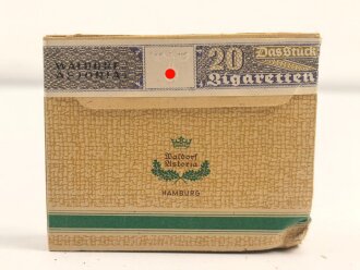 Schachtel Zigaretten "Echt Orient No.5" ungeöffnet , Steuerbanderole mit Hakenkreuz, eine Ecke eingedrückt