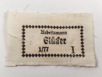 Reichsarbeitsdienst , Wäscheetikett für einen...