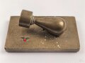 Luftwaffe, Erinnerungsgegenstand aus Messing, Fliegerbombe mit Torpedoantrieb ? Maße der Grundplatte etwa 4 x 7cm