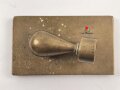 Luftwaffe, Erinnerungsgegenstand aus Messing, Fliegerbombe mit Torpedoantrieb ? Maße der Grundplatte etwa 4 x 7cm