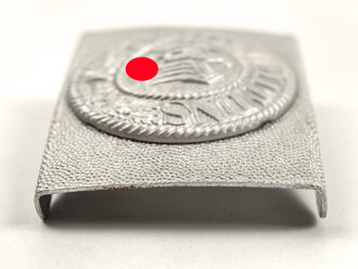 Heer, Koppelschloss für Mannschaften. Ausführung in Leichtmetall mit aufgelegtem Emblem zum tragen mit dem Waffenrock. Am Hakenkreuz eingedellt