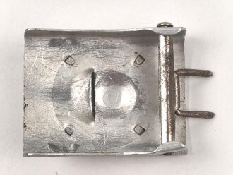 Heer, Koppelschloss für Mannschaften. Ausführung in Leichtmetall mit aufgelegtem Emblem zum tragen mit dem Waffenrock. Am Hakenkreuz eingedellt