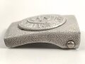 Heer, Koppelschloss für Mannschaften. Ausführung in Leichtmetall mit aufgelegtem Emblem zum tragen mit dem Waffenrock. Am Hakenkreuz eingedellt