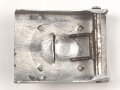Heer, Koppelschloss für Mannschaften. Ausführung in Leichtmetall mit aufgelegtem Emblem zum tragen mit dem Waffenrock. Am Hakenkreuz eingedellt