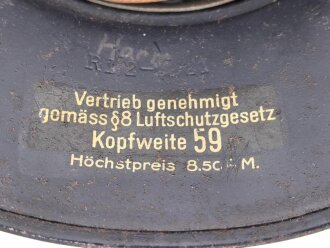 Stahlhelm Luftschutz . In allen Teilen originales Stück. Ungereinigt, entnazifiziert