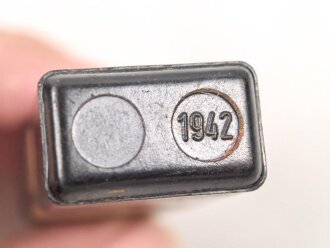 Preßmassebehälter "Caporit" Tabletten ( Desinfektionsmittel ) der Wehrmacht, leer, datiert 1942