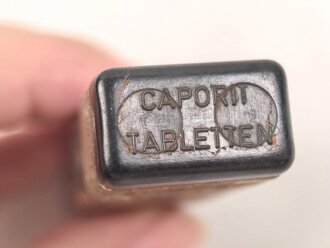 Preßmassebehälter "Caporit" Tabletten ( Desinfektionsmittel ) der Wehrmacht, leer, datiert 1942