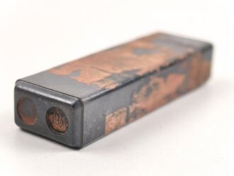 Preßmassebehälter "Caporit" Tabletten ( Desinfektionsmittel ) der Wehrmacht, leer, datiert 1942
