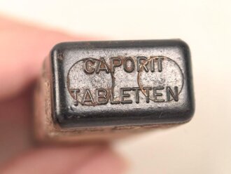 Preßmassebehälter "Caporit" Tabletten ( Desinfektionsmittel ) der Wehrmacht, leer, datiert 1942