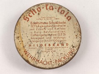 Scho-ka-kola Dose Wehrmacht Packung datiert 1941, leer, lässt sich nicht ohne weiteres öffnen