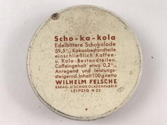 Scho-ka-kola Dose Wehrmacht Packung mit Adler, Wickelpapier innliegend, sonst leer