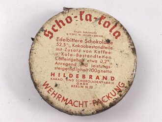 Scho-ka-kola Dose Wehrmacht Packung datiert 1941, im Boden der halbe, originale Inhalt