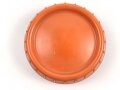 Butterdose Wehrmacht aus oranger Preßmasse. Gebraucht, kleiner Abplatzer am Deckel