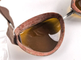 Italien 2.Weltkrieg, Kradmelderbrille, so von deutschen Truppen getragen, weiches Gummi, originalverpackt mit Ersatz"gläsern"