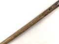 Fahrzeug-  oder Pionierspaten der Wehrmacht. Vorkriegsausführung, so allerdings auch während des gesamten Krieges weiter produziert. Hersteller IDEAL Spaten 1941. Ungereinigt., alt repariert
