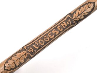 1.Weltkrieg Frankreichfeldzug,  handgeschnitzter Erinnerungsstock " Vogesen 1917". Gesamtlänge 80cm