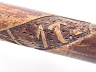 1.Weltkrieg Frankreichfeldzug , handgeschnitzter Erinnerungsstock "Argonnen 17". Gesamtlänge 91cm