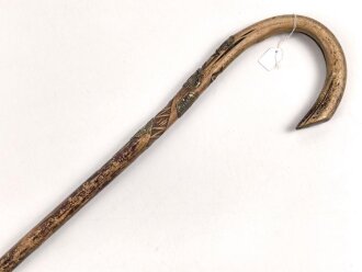 1.Weltkrieg Frankreichfeldzug , handgeschnitzter Erinnerungsstock "Argonnen 17". Gesamtlänge 91cm