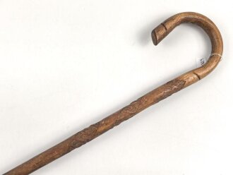 1.Weltkrieg Frankreichfeldzug , handgeschnitzter Erinnerungsstock "Argonnen 1914 /  17". Gesamtlänge 92cm