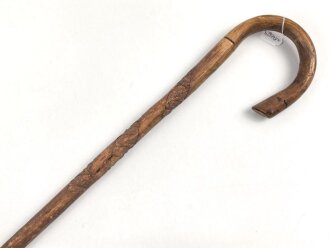 1.Weltkrieg Frankreichfeldzug , handgeschnitzter Erinnerungsstock "Argonnen 1914 /  17". Gesamtlänge 92cm