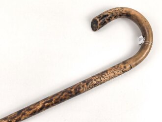 1.Weltkrieg Frankreichfeldzug,  handgeschnitzter Erinnerungsstock " Vogesen 1917". Gesamtlänge 78cm