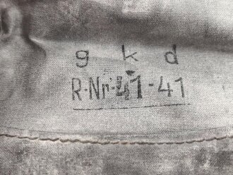 Gummierte Tasche für eine Gasplane der Wehrmacht. Gebraucht
