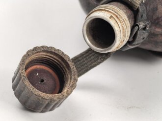 Feldflasche Wehrmacht in Tropenausführung. Gebraucht, Becher fehlt