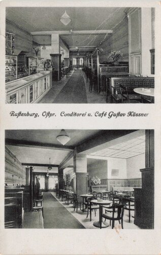 Ansichtskarte "Rastenburg, Ostpr. Conditorei u. Cafe Gustav Küssner"