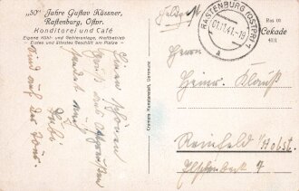 Ansichtskarte "Rastenburg, Ostpr. Conditorei u. Cafe...