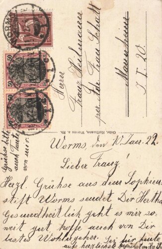 Ansichtskarte "Sophienstift Worms a. Rh."