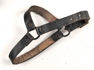 Paar Marschriemen für Stiefel, schwarzes Leder, guter Gesamtzustand, ungereinigt