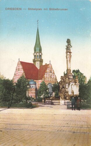 Ansichtskarte "Dresden Stübelplatz mit Stübelbrunnen"
