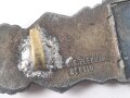 Nahkampfspange bronze, Zink bronziert, Hersteller Juncker Berlin. Getragenes Stück mit alter Reparatur