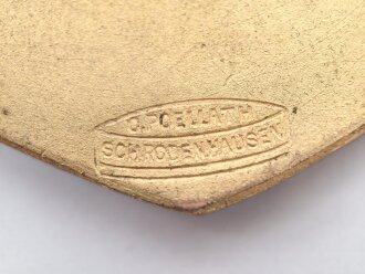 ADAC Autoplakette anlässlich der Zielfahrt nach Pfarrkirchen 1928 des Kraftfahrer Club Rottgau. Guter Zustand, Breite 8,5cm