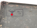 Transportkasten Wehrmacht, datiert 1938. Maße etwa 12,5 x 20 x 6cm. Originallack