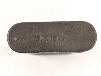 Reinigungsgerät vermutlich um 1900, Maße der Dose etwa 2,5 x 7,5 x 11cm
