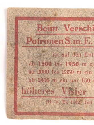 Originales Papieretikett für einen Patronenkasten...