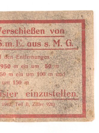 Originales Papieretikett für einen Patronenkasten der Wehrmacht. Maße 7 x 10cm