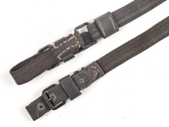 Blauer Webleinenriemen Wehrmacht, Breite 2cm, Vermutlich für Optikbehälter oder ähnliches, Gesamtlänge wie fotografiert 90cm