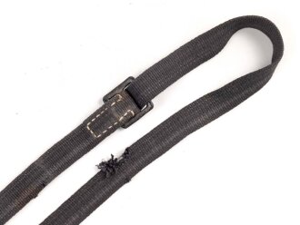 Blauer Webleinenriemen Wehrmacht, Breite 2cm, Vermutlich für Optikbehälter oder ähnliches, Gesamtlänge wie fotografiert 90cm