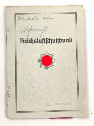 Reichsluftschutzbund Mitgliedsausweis. Orts-Kreisgruppe...