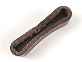 Schieber für ein Zweidornkoppel, braunes Leder, Innenmaß 47mm