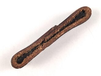 Schieber für ein Zweidornkoppel, braunes Leder, Innenmaß 63mm